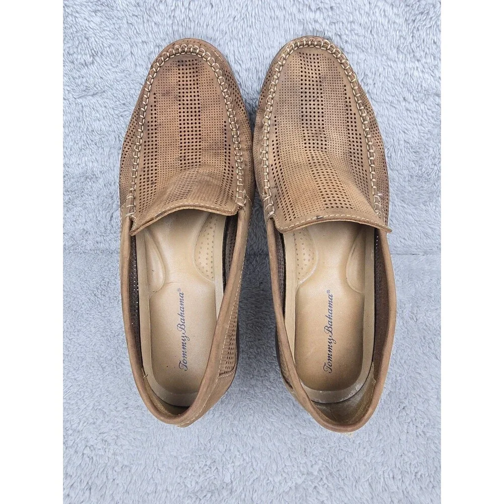 Tommy Bahama Shoes Mens Size 9 Felton Loafer Perforated Tan Leather Resort